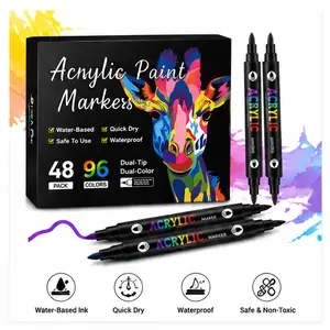 Best Selling Acrylic Paint Marker Set – Dual Tip Fine & Brush Acrylic Paint Pens, Waterproof Permanent Pigment Markers for Canvas, Rock, Wood, Glass, Ceramic, Fabric, Plastic, Scrapbook, School Activities, DIY Crafts, Creative Drawing & Art Supplies