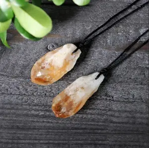 Natural Raw Citrine Crystal Pendant Healing Spiritual Balance Reiki Women Men Necklace Adjustable Gifts Crystal Chakra