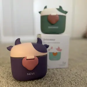 [Summervibes] BEBAMOUR 450ML Cute Cow Shape Food-Grade PP Baby Formula Dispenser, Multi-Compartment Portable Container with Horn Accents, 24h Shipping for Travel, Outdoor Use, Storing Milk Powder, Snacks, Candy, Fruits