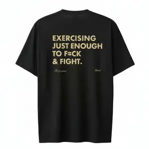 Funny EXERCISING JUST ENOUGH TO F≈CK & FIGHT Tee Retro Vintage Y2K Streetwear 100% Soft Cotton Unisex T-shirt with Unique Design for Tech Fans
