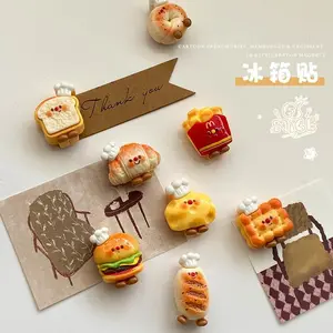 Cartoon 3D Fridge Magnets Burger Fries Chef Hat Food Play Creative Magnetic DIY Cute Fridge Magnets Decoration Wholesale