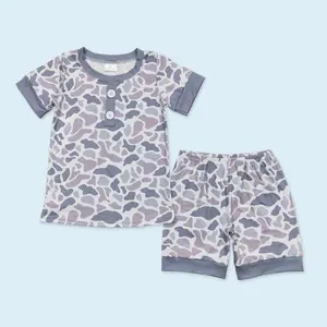 Grey camouflage kids boy summer outfits