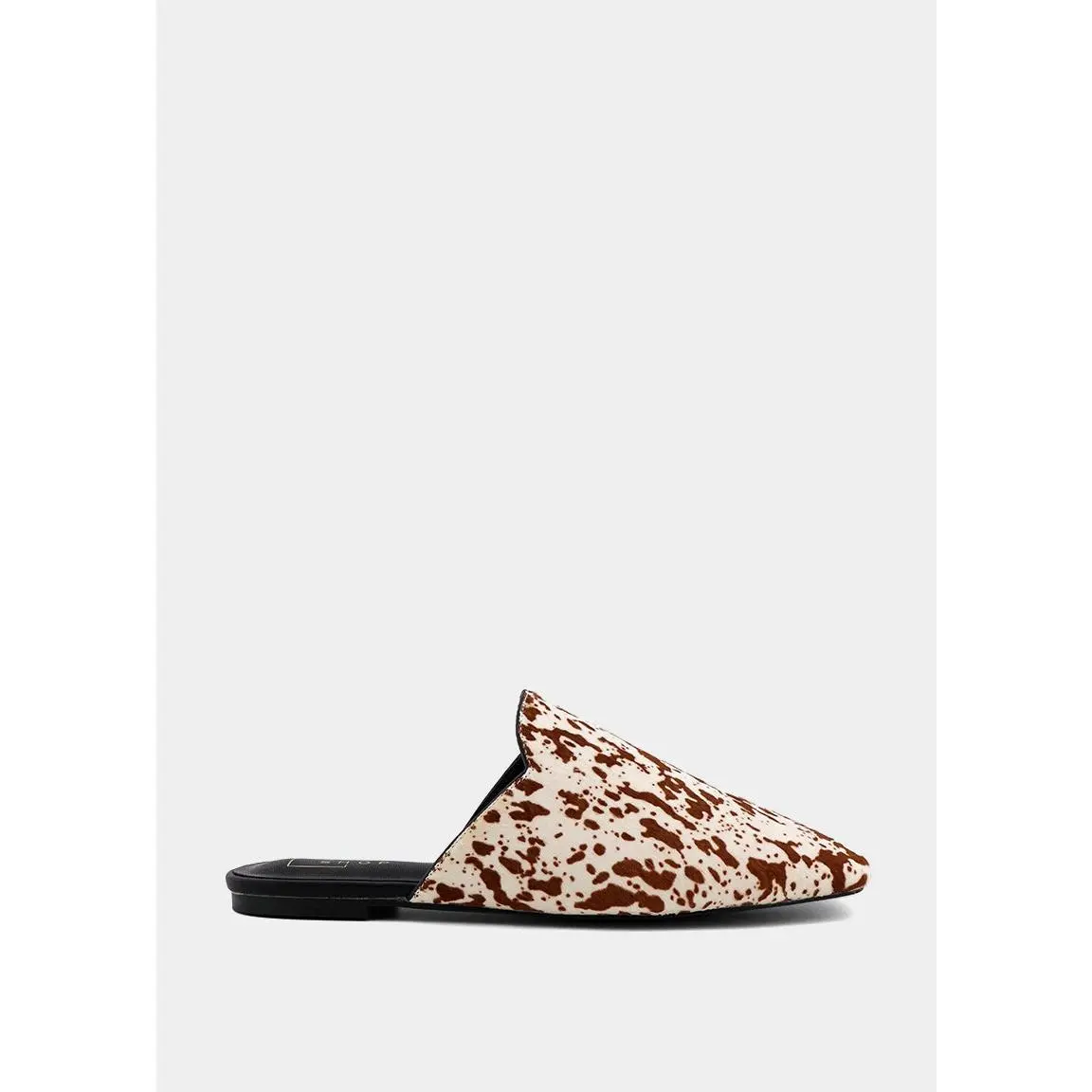 Women's Casual Pointed Toe Slip-On Mules & Clogs - Backless, Lightweight, Minimalist Denim Cow Hair Statement Cow-Print Pattern True to Size Shoes for Brunch, Everyday Wear