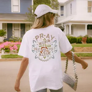 Women'S Floral & Letter Print Drop Shoulder Tee, Casual Half Sleeve Round Neck T-Shirt For Summer, Women'S Top For Daily Wear T-Shirt For Men And Women