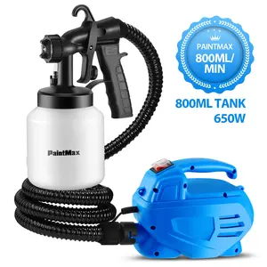 650W HVLP Electric Paint Sprayer, 800ML Large Capacity Paint Spray Gun, 800ML/Min High Output with 3 Spraying Patterns, Detachable Container & Comfort Strap, Portable Oil Water Primer Sprayer for Home Furniture Wall DIY Painting