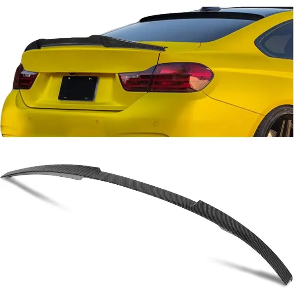 Rear Trunk Duckbill Spoiler Compatible with 2014-2020 BMW F32 Coupe 2 Door 420i 428i 430i 435i 440i Lid Wing - Carbon Fiber Painted Automotive Vehicle Replacement Parts Car Accessories