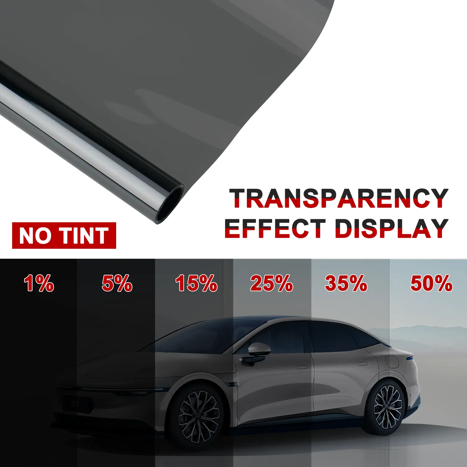 1% 5% 15% 20% 25% 35% 50%VLT Car Window Tint Roll (300/600CM) – UV/IR/Heat/Glare Shield, Scratch-Resistant for Car/Home/Office & Rear Glass Sun Shade Automotive Windshield Sunshades