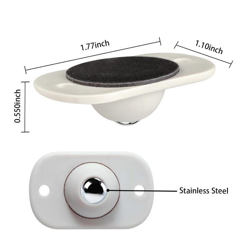 8PCS Self Adhesive Roller Caster Stainless Steel Universal Wheel Silent MovingBearing Casters Strong Carrying Capacity