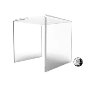FixtureDisplays® One Riser Combo 5" Cube 3-Sided Clear Plexiglass Pedestal Lucite Acrylic Display Risers Jewelry Showcase Fixtures - 1/8" Thick  16905-5INCH-CLEAR-NEW-NF