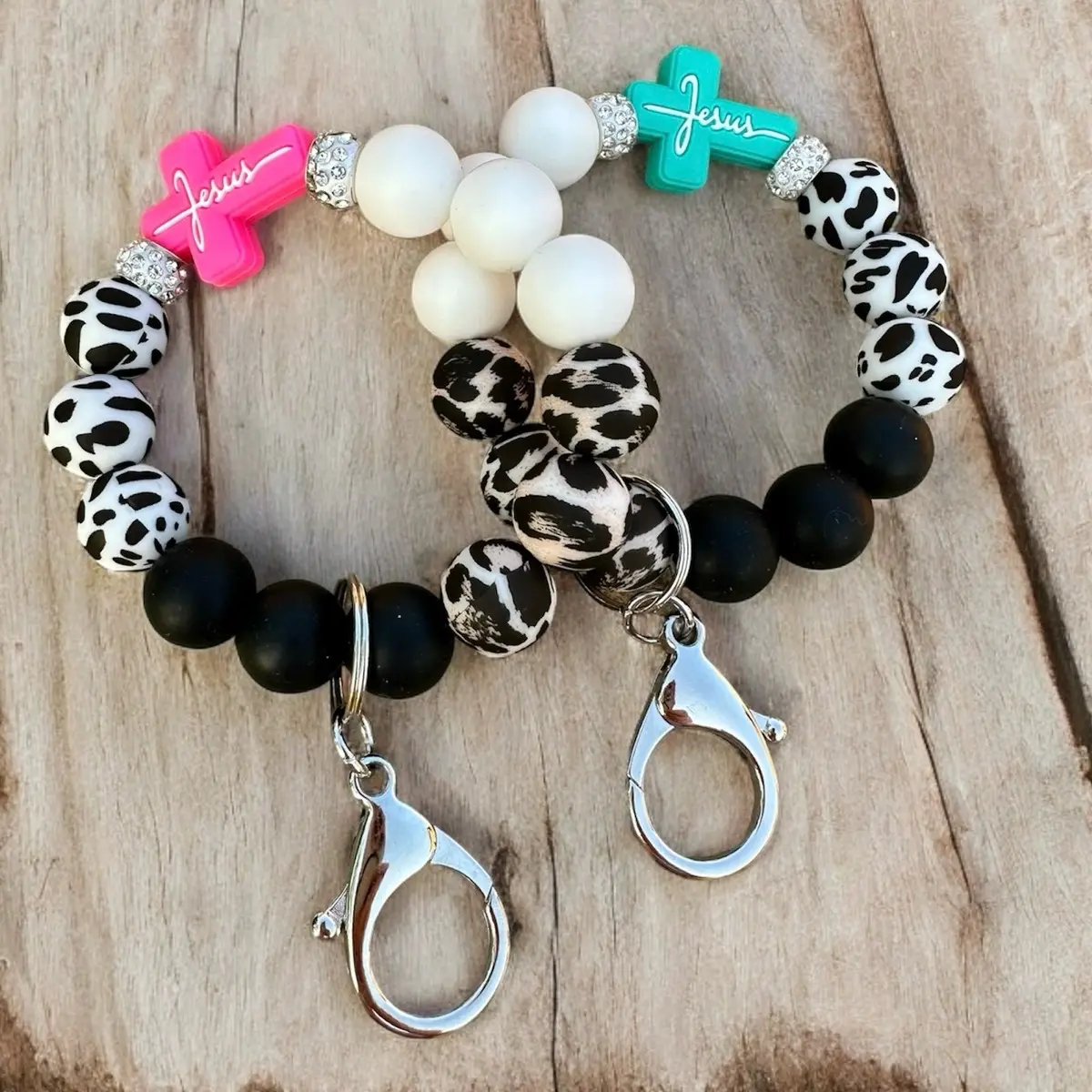 Wristlet Keychain+Cheetah+Jesus woman key
