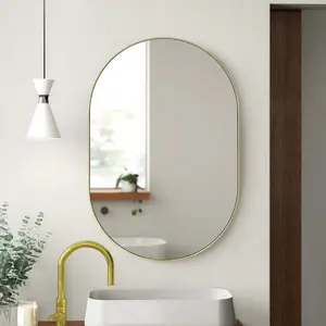 TEHOME Oval Metal Framed Wall Mirror for Bathroom or Living Room, Multiple Colors and Sizes, Vertical and Horizontal Hanging