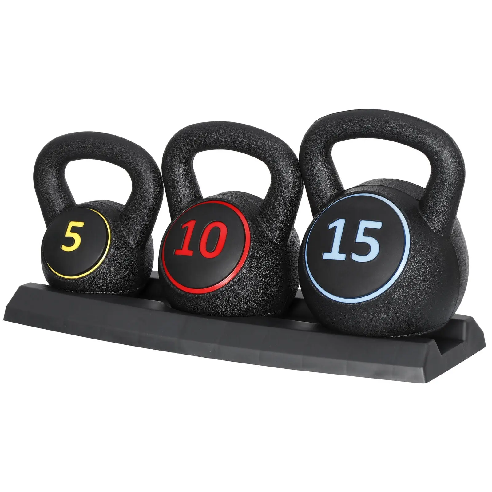 3-Piece Multi-Size Kettlebells Set with Extra-Wide Grip & Storage Rack, Glute Workout Equipment for Home Training Hand Weights Weight Training, Home Training Equipment,summerwins