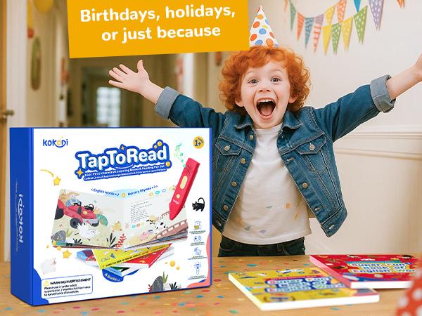KOKODI Talking Pen Book Sets for Kids, Interactive Audio Sound Books with English Words & Mother Goose Nursery Rhymes, 700+ Touch Points Sensory Learning Toy, Educational Gift for Kids