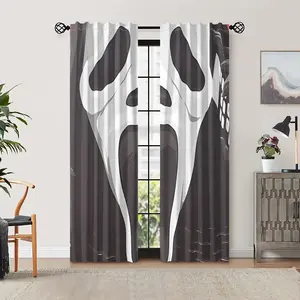 2pcs Scream With Signature Blackout Curtains - Rod Pocket Design for Easy Hanging, Perfect for Bedroom, Living Room, Office Decor, Polyester Fabric, Contemporary Style, Living Room Curtains, Window Curtain