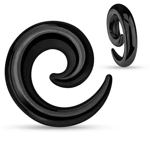 Pair 316L Black Steel Spirals plugs 0g-8g  Ear Super Spirals Tapers Gauges 00g 0g 2g 4g 6g 00 0 2 4 6 8 gauge earrings hangers piercing stretching