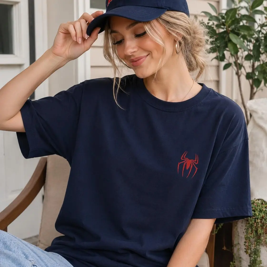 Minimal Spider Embroidered Shirt, Cute Pocket Spider Tee, Nature Inspired Embroidery, Unisex Gift