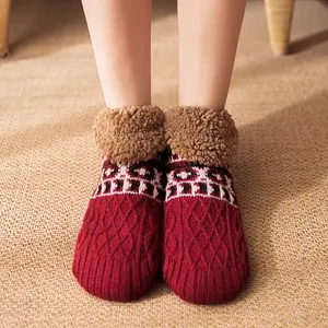 1 Pair Autumn Winter Thickened Warm Floor Socks Couple Indoor Home Non-Slip Floor Socks Warm Cold-Proof Silent Plush Socks Floor Socks Fleece Thickened Home Floor Socks Sleep Socks Home Warm Socks Indoor Non-Slip Loose Socks