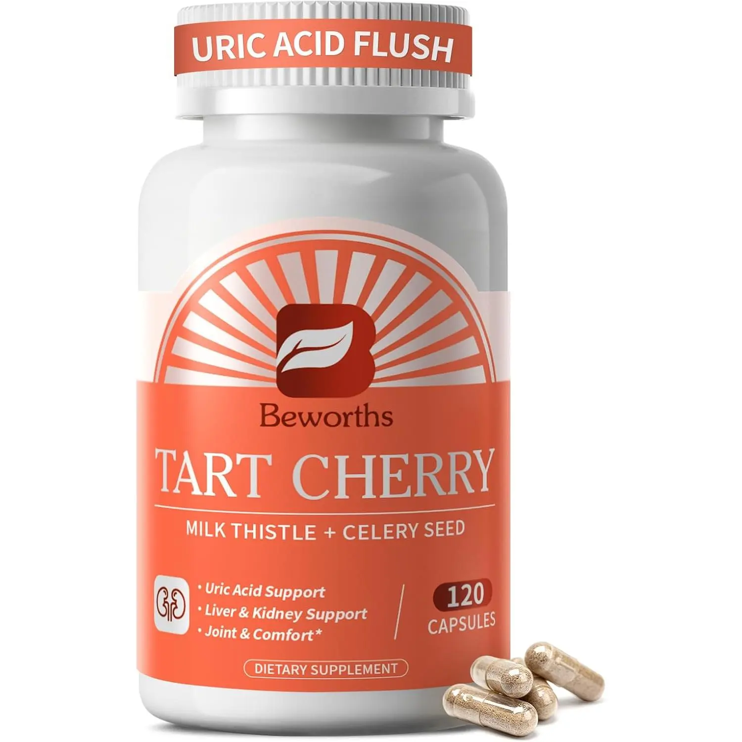 Tart Cherry Capsules for Natural Uric Acid Balance Joint Support | Tart Cherry 10:1 Extract Supplement with Celery Seed, Milk Thistle, Dandelion for Liver & Uric Acid Support, 3rd Party Tested