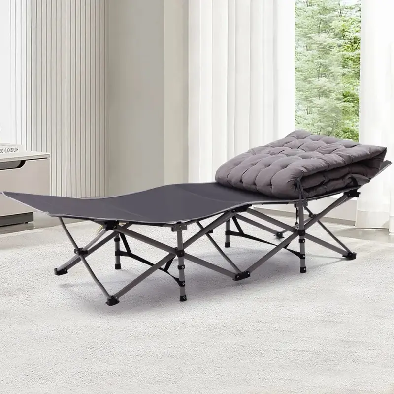 Folding Camping Cot Adults Cots Sleeping Bed With Soft Mattress FIT Offices Home