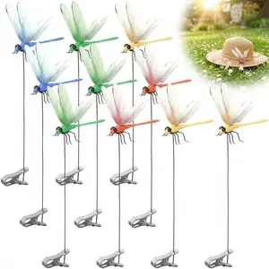 12 Pcs Fake Dragonfly Bug Repellent Decor, Waterproof Patio Yard Stakes, Garden Flower Pot Outdoor Spring Decoration