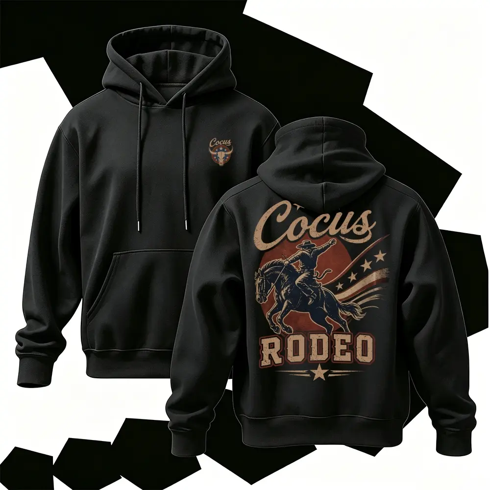 Vintage Hoodie Men American Retro Rodeo Graphic Hooded Sweatshirt Unisex Streetwear