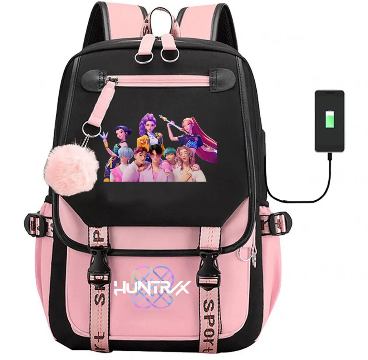 New Kpop Devil Hunter Backpack – Back-to-school essential, with charging port, stylish and versatile, perfect gift choice.