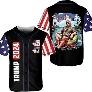 Printed Men 2025 Trump Chillin Felow Summer Beach Baseball Jersey Support Fans, Fellow Summer Baseball Jersey Gift Dad