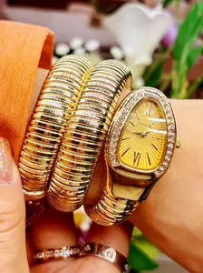 Unique Snake Design Women's Quartz Watch, Sparkling Crystal Case, Waterproof, Stainless Steel Band, Casual Business Style, Elegant Fashion Watch, Fashionable Analog Watch