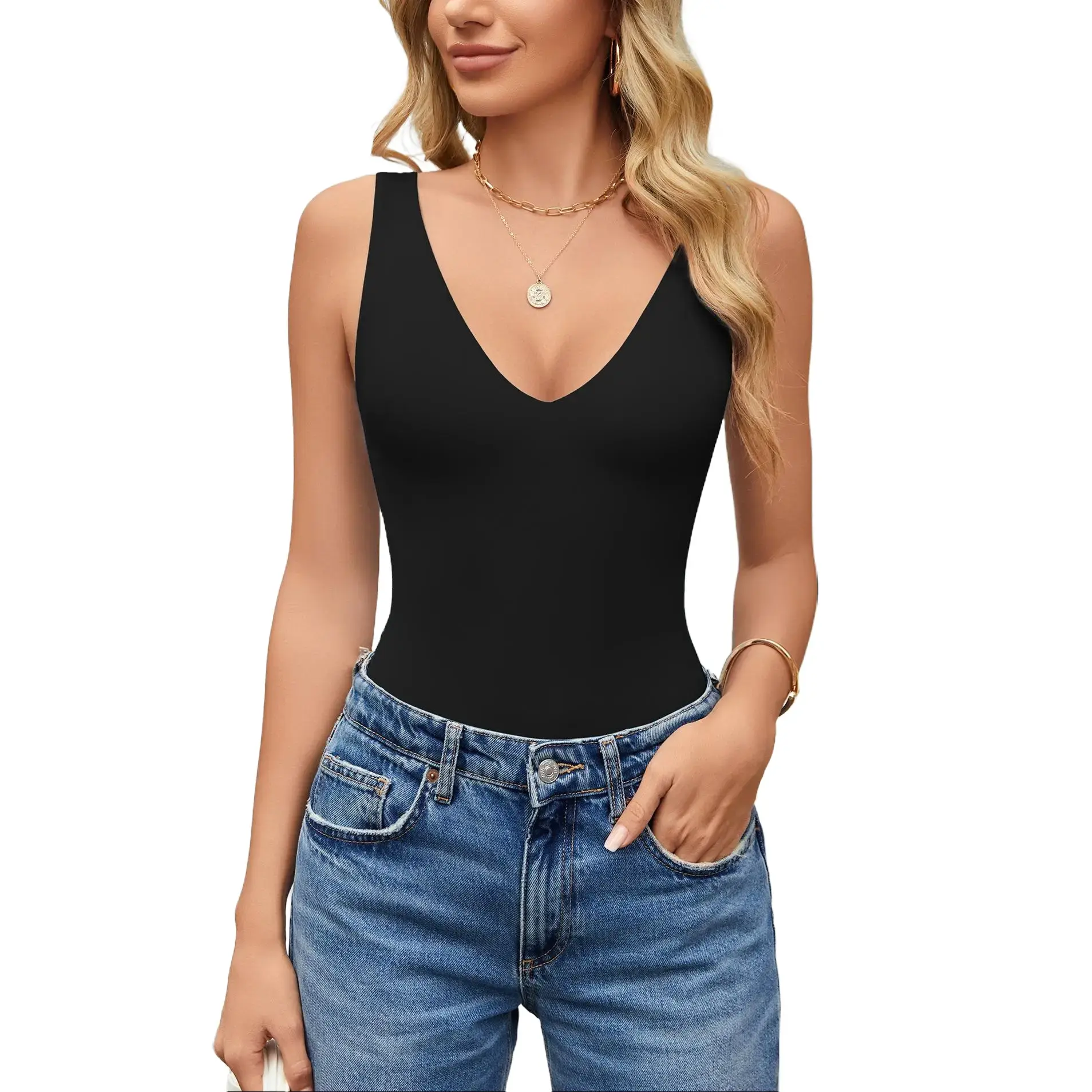 Avidlove Women's Plunge Deep V Neck Bodysuit Double Lined Sleeveless Body Suit Leotard for Going Out Tank Avidlove Women's Plunge Deep V Neck Bodysuit Double Lined Sleeveless Body Suit Leotard for Going Out Tank