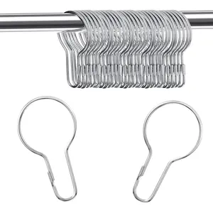 50 Pieces - Silver Metal Shower Curtain Hanging Chain Hooks (Classified and Organized), Shower Curtain Ring Hooks, Metal Curtain Rings, Curtain Rings with Hooks, Reusable Shower Hooks Suitable for Bathrooms, Bedrooms, Kitchens, and Homes