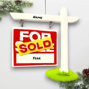 Personalized Realtor SOLD Sign Christmas Ornament – Custom Name & Year – New Homeowner or Real Estate Agent Gift – Noel Box