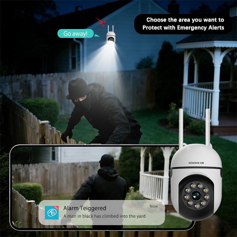 AI Wireless Security Camera with Color Night Vision, WiFi, Motion Detection & Visual Alerts, Wall-Mounted Outdoor & Indoor Security Camera for Advanced Electronic Monitoring