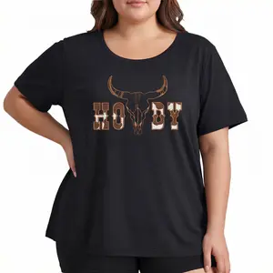 Western Graphic Tee Women Coastal Cowgirl Top Howdy Bull Skull Cow Print Shirt Country Music Festival Rodeo Aesthetic Oversized Cute Southern Gift