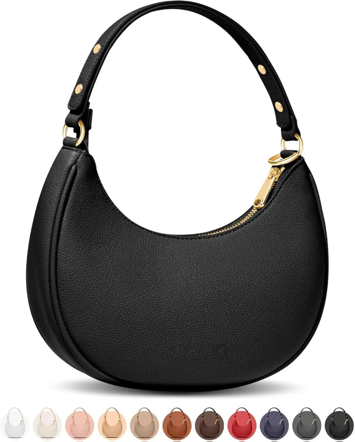 Vantamo Crescent Bags For Women with RFID Protection, Half Moon Clutch Purses for Women with Anti-Theft Clip for Extra Safety