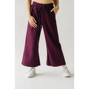 The Ronnie Textured Wide Leg Pant in Plum
