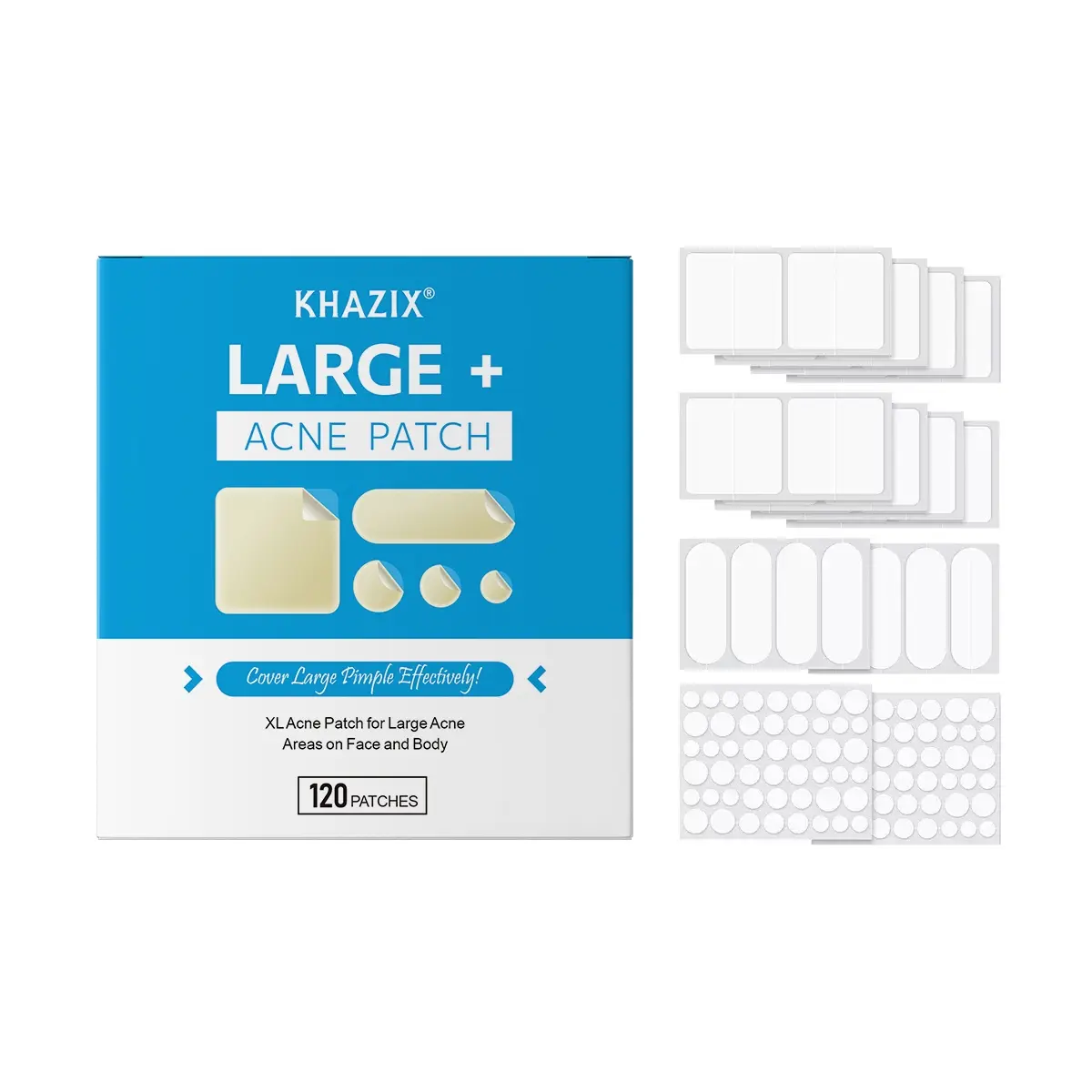 120pcs Extra Large Pimple Patch, Blemish Patches, Suitable for Large Area Acne, Face & Body Use, Non-Flammable, No Alcohol, Single Item Pack