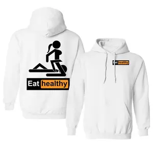 Healthy Eating Graphic Hoodie Unisex Double-Sided Print Casual Pullover Kangaroo Pocket Streetwear TikTok Shop Deals