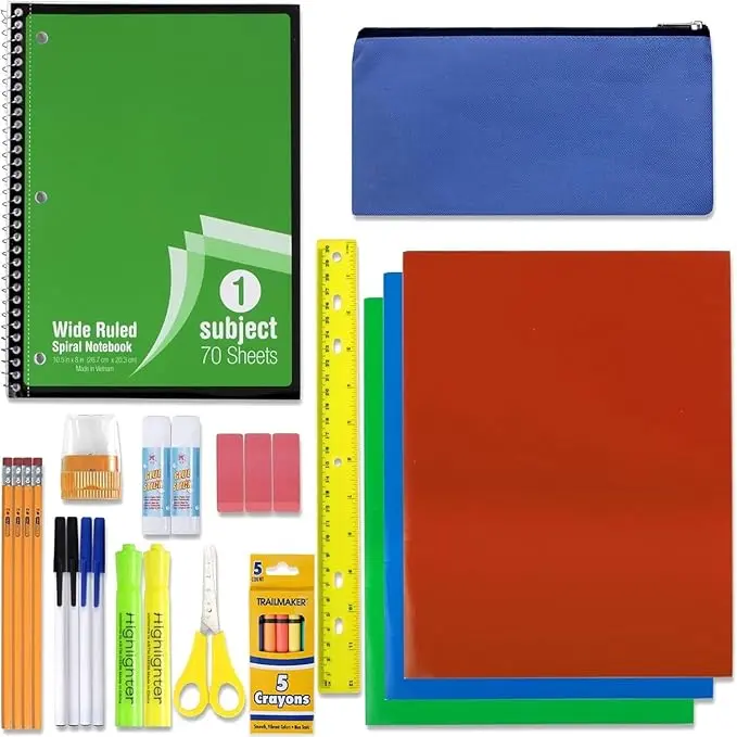 12 Pack of 30 Piece Sets Bulk School Supplies Kits for Girls, Boys Back to School Supplies Box Bundle Pack for Kids Kindergarten, Elementary Includes Notebook, Folders, Pens, Pencils, and More