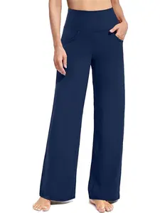 Women's Solid High Waist Pocket Sports Joggers, Casual Comfy High Stretch Straight Leg Jogger Pants for Yoga Gym Workout Running, Ladies Sportswear for All Seasons