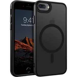 for  8 Plus Case,  7 Plus Case [Compatible with Magsafe], Translucent Matte  Protective Cover Anti-Scratch Shockproof Phone Case for  7 Plus/8 Plus, Black