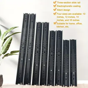 Heavy-Duty Full-Extension Ball-Bearing Drawer Slides, 10/12/14/16-Inch Side-Mount Cabinet Rails, Tool Box & Keyboard Glides