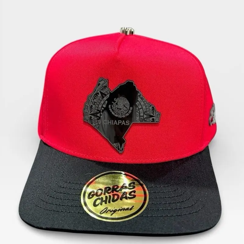 Red/Black Unisex Adjustable High-Quality Chiapas Mexico Plate Edition SnapBack Hat, Mexican-Themed Graphic Hats
