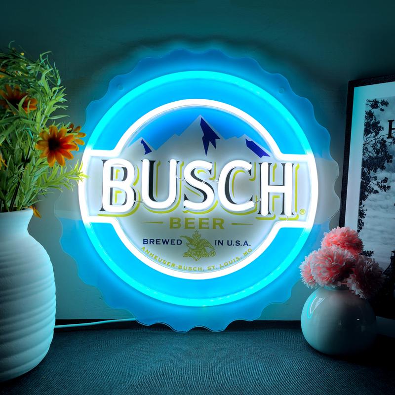 Beer Bottle Cap LED Neon Sign, 13.39"x13.39" Acrylic & LED Wall Light, USB Powered Bar Decor for Home, Man Cave, Pub, Party