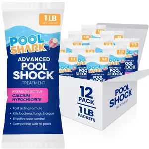 POOL SHARK  Pool Shock – 12 Pack of 1 lb Chlorane Granule – Fast-Dissolving Shock Treatment for Inground & Above Ground Pools
