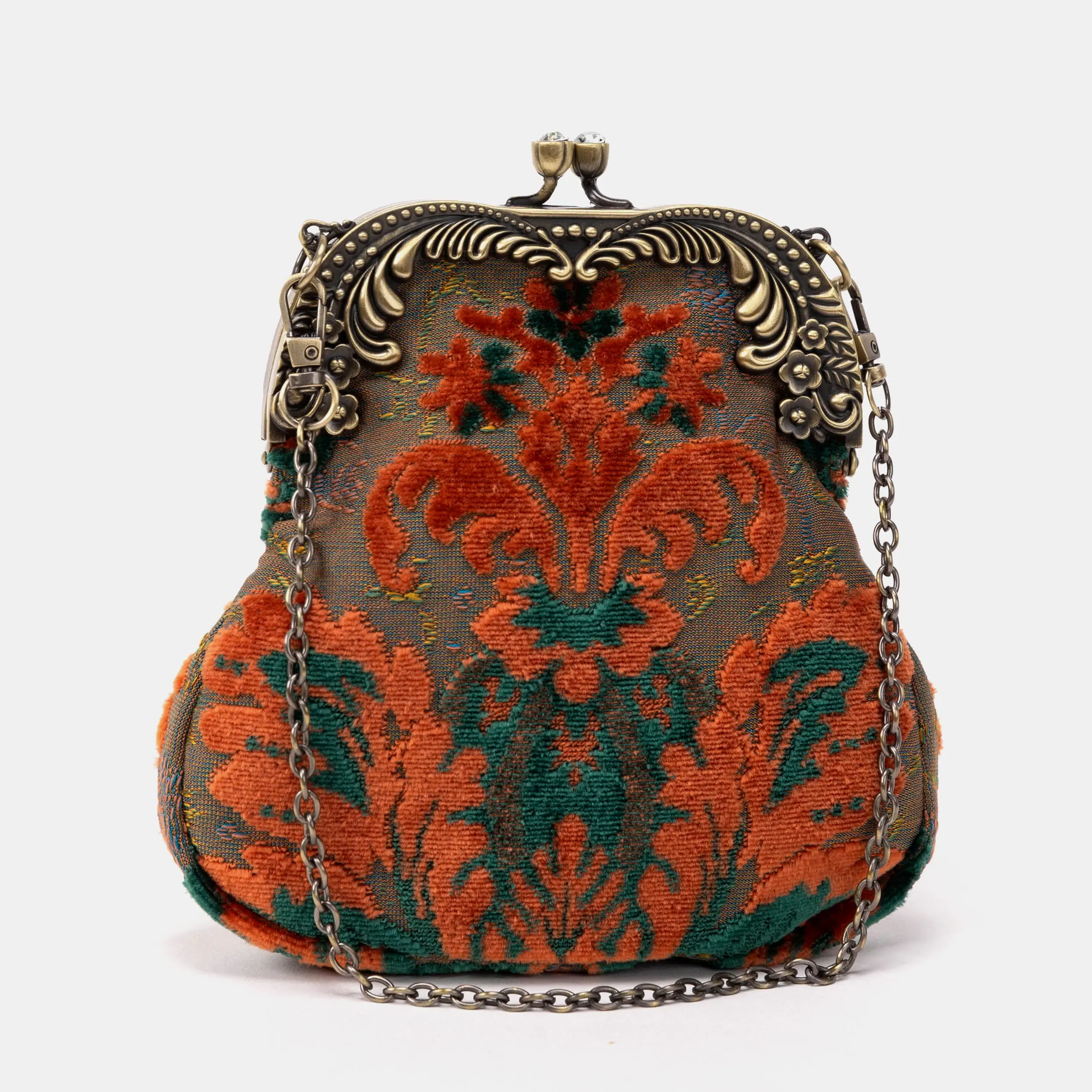 Burnout Velvet Revival Jade Chatelaine Purse Medium Handbag Shoulder Bag Aesthetic Shoulder Handbag