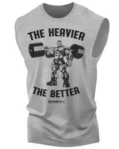 022. The Heavier The Better Funny Workout Muscle Tank Top for Men