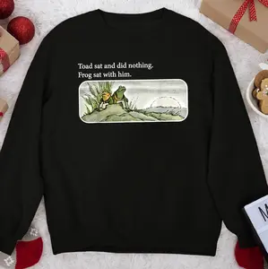 Frogs Funny Toads Meme Lover Toad Sat And Did Nothing Sweatshirt, Casual Long Sleeve Crew Neck Pullover for Fall & Winter