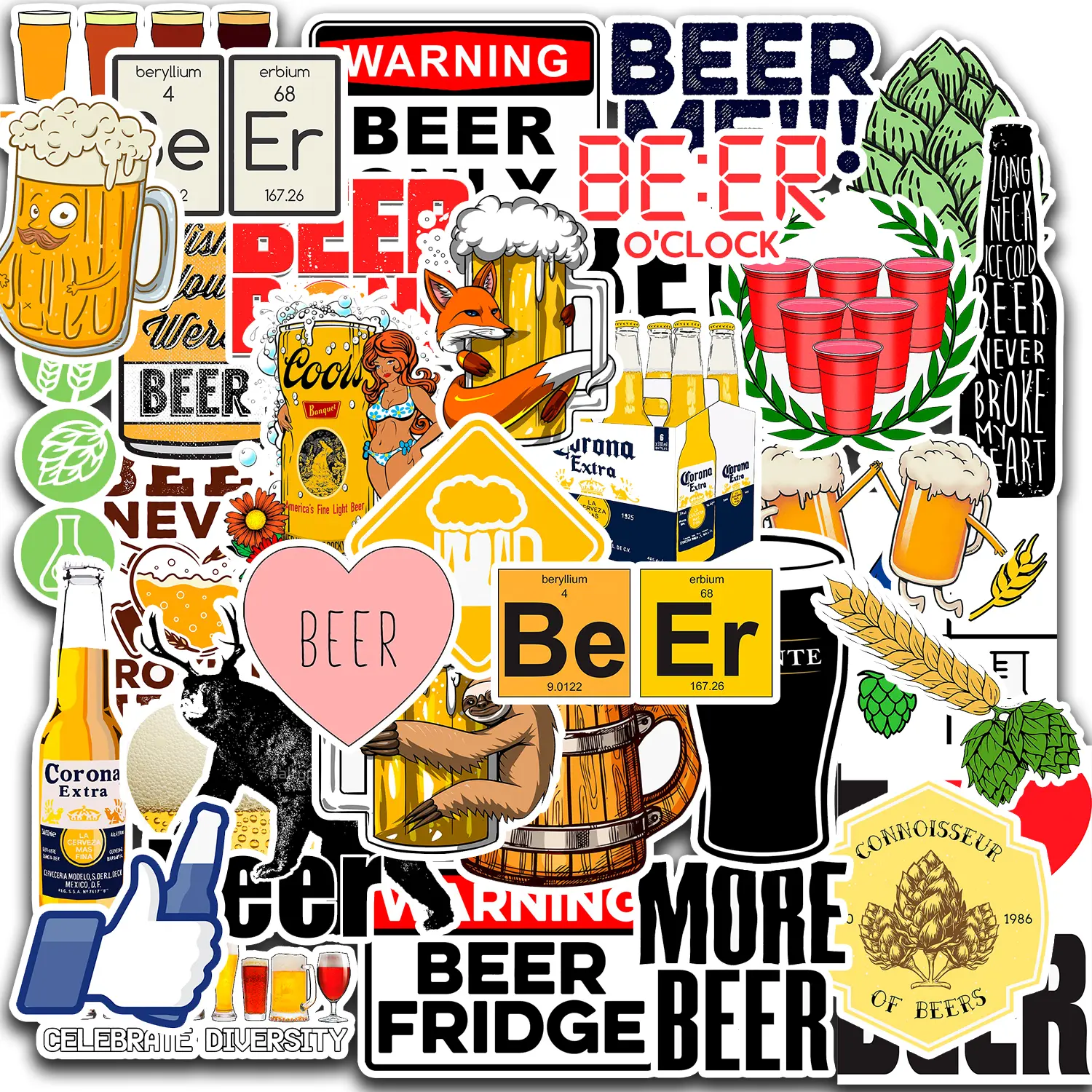 Beer Stickers for hydroflask, Beer Sticker for Laptop, Beer Sticker Pack of 30 pcs