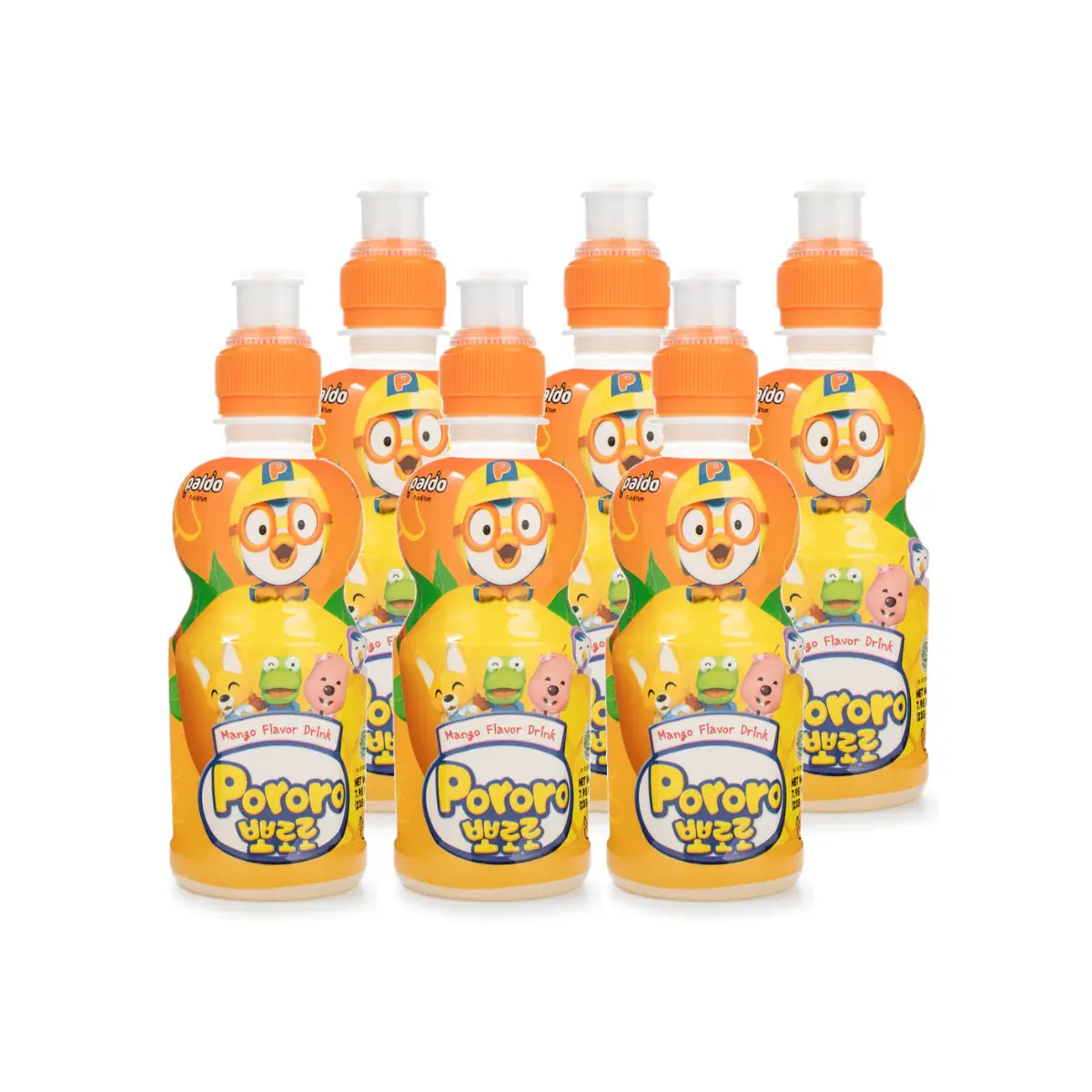 Paldo Pororo Mango Yogurt-Infused Juice Soft Drink - 235ml Pack of 6, Sports Caps, Good Source of Vitamin D & Vitamin D3, Ideal for Children, Outdoor Play & Road Trips