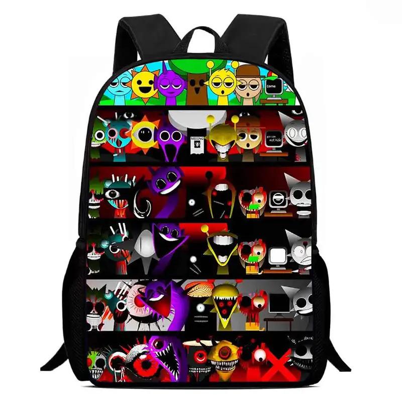 Sprunki Game Cartoon Backpacks Boys and Girls Student Book Bag  School Bags Large Capacity Camping Storage Rucksack